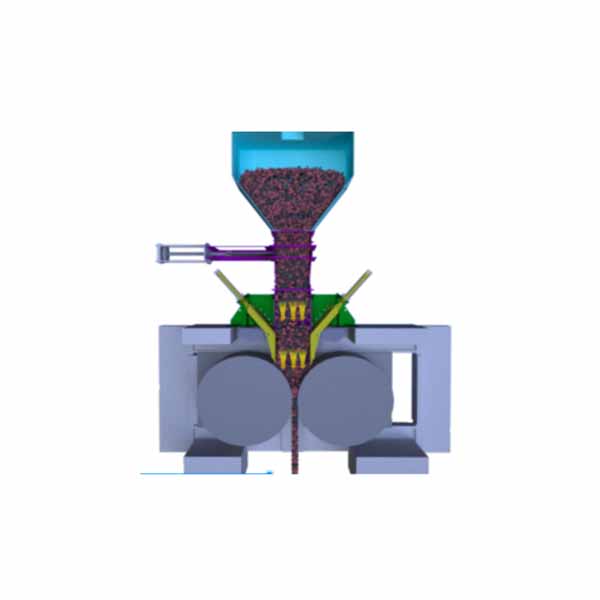 Perangkat pengumpan geser ganda hidrolik untuk roller press